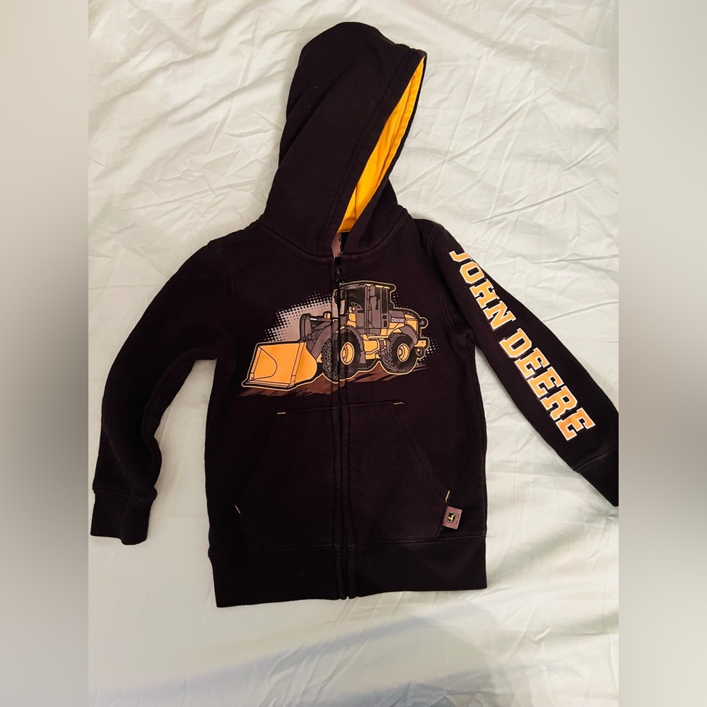 John Deere Black and Yellow Hoodie with Construction Graphic